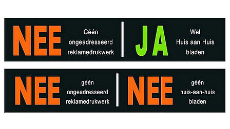 Pelgrim Toerist balans NEE-NEE of NEE-JA sticker | Gemeente Katwijk