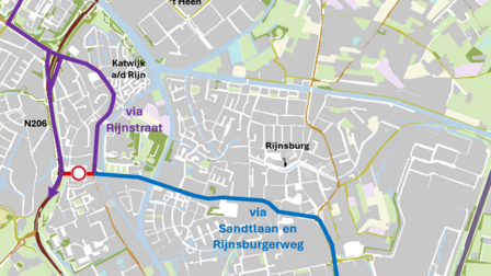 Omleidingsroutes tijdens de werkzaamheden aan de Molentuinweg