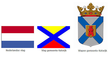 Afbeelding vlaggen en logo Katwijk